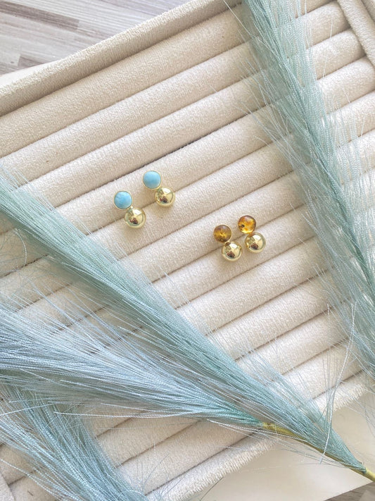 Aretes piedra y dorado