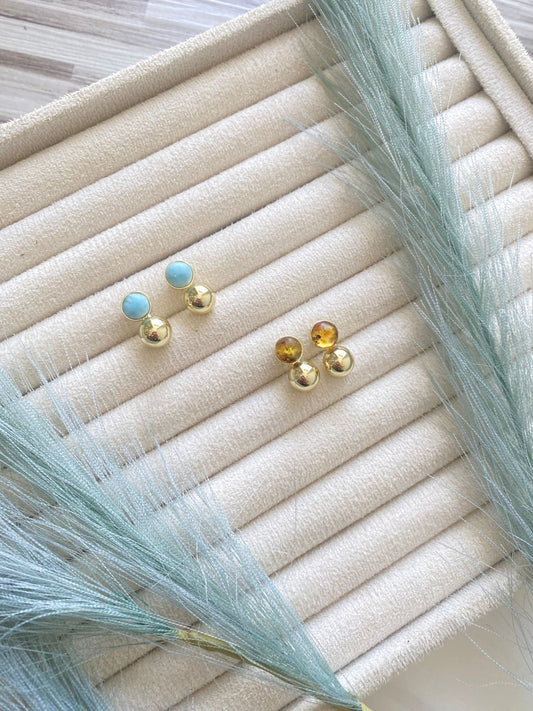 Aretes piedra y dorado